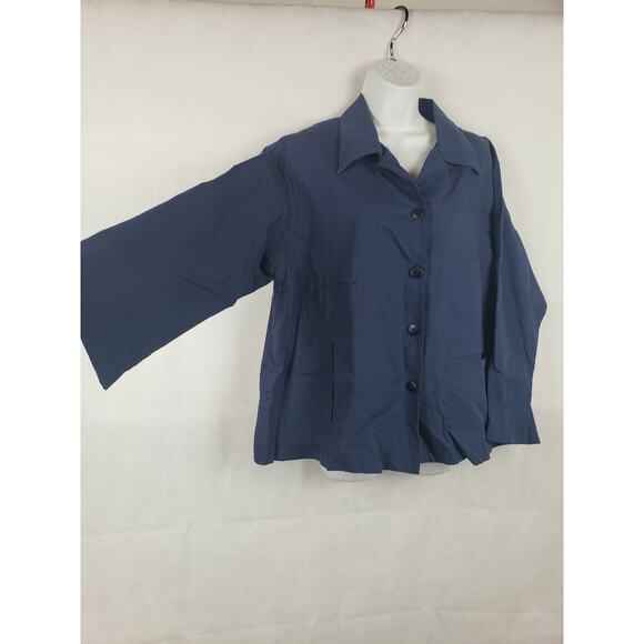 Spirithouse Blue Button Up Long Sleeve Shirt & Balloon Pants Size M Crop Set - Picture 3 of 9